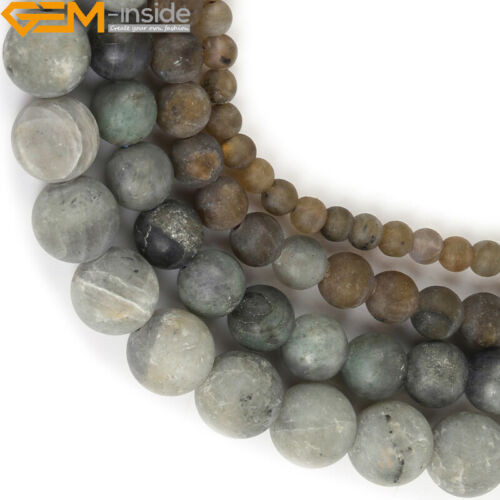 Natural Assorted Frosted Matte Gemstone Round Loose Beeds Jewelry Making 15" DIY - Picture 23 of 408