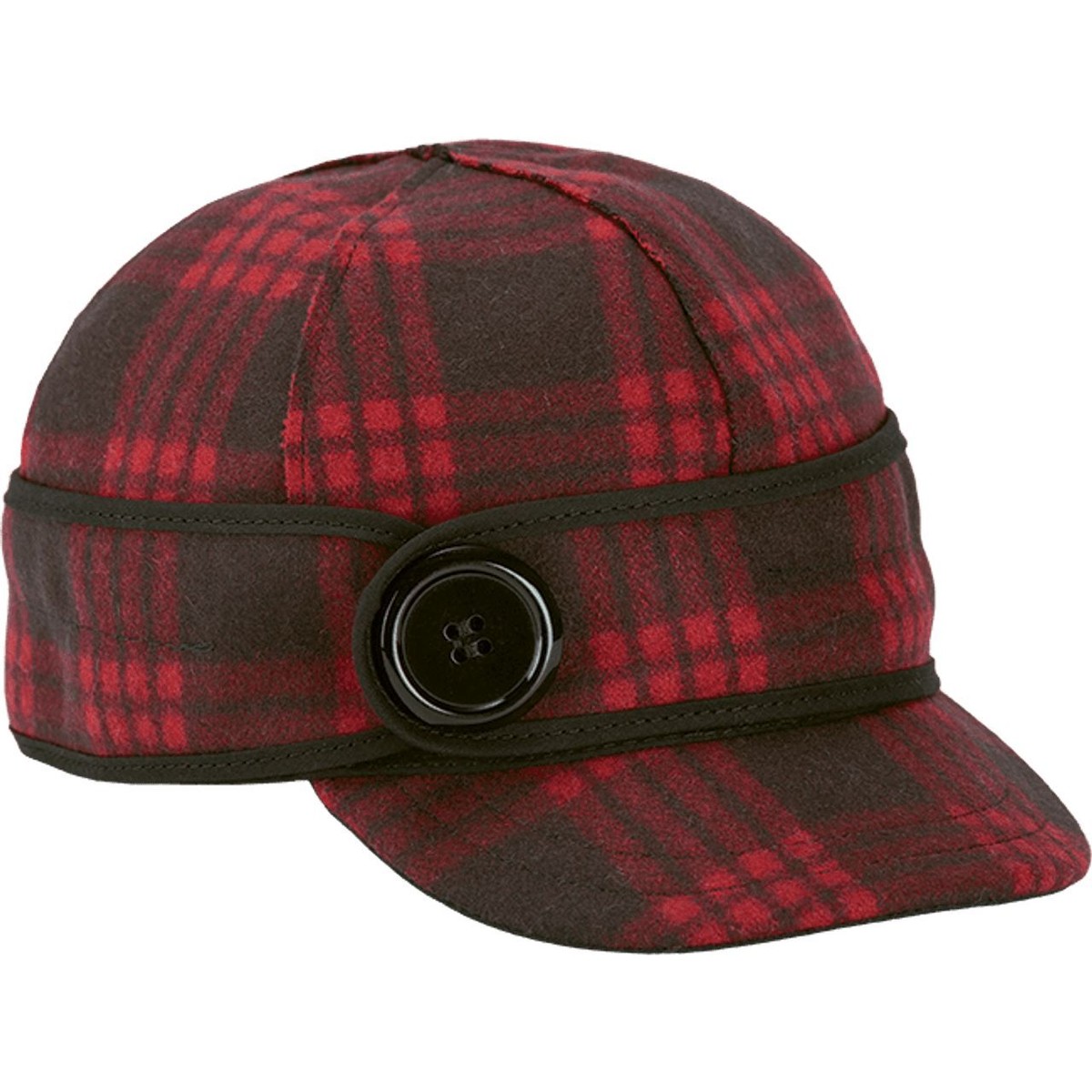 Stormy Kromer Button Up Women's Cap, Black/Red Tartan, 1/2