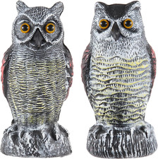 2Pack Fake Owl Decoys for Scaring Birds Away - Garden Yard Decoration