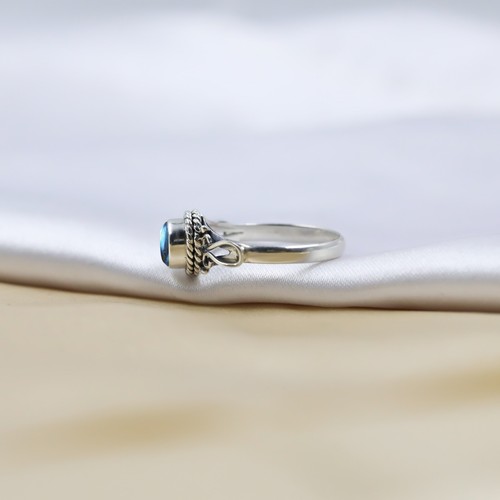 Anillo de Fuego Azul Anillo de Labradorita Natural Anillo de Plata de Ley 925 Anillo Boho para Mujer - Imagen 4 de 4