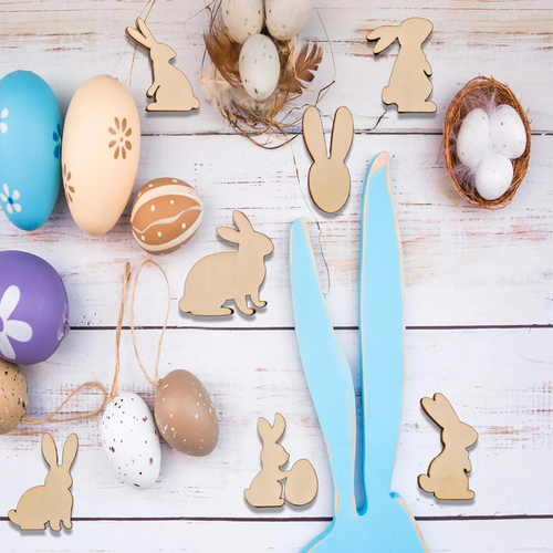 100 Stück Holz Hasen Streudeko, DIY Häschen Konfetti Streudeko, Ostern Tischdeko - Bild 4 von 7