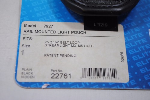 Bianchi 7927 AccuMold Elite Rail Mounted Light Holder Size 1 Black Hidden Snap - Picture 3 of 6