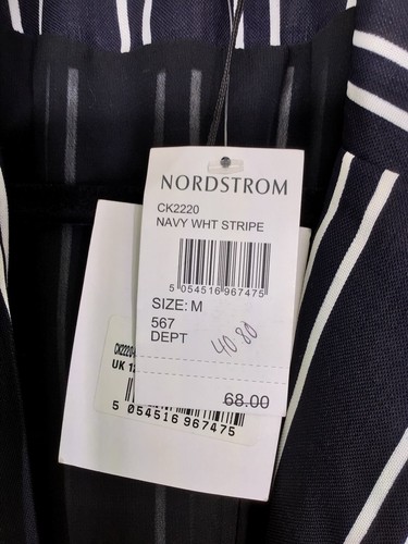 Glamorous Nordstrom Navy Striped Sleeveless Cardigan Women’s Size Medium NEW - Picture 3 of 6