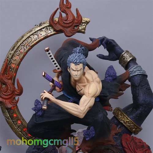 20" Japan Animation GK Statue Roronoa Zoro PVC Figure Light up w/ 2 Heads Decor - Picture 3 of 22