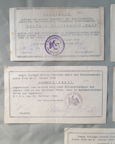 Colección billetes dinero de emergencia cupones Goldmark Sparkasse Plön 1923 #47 - Imagen 2 de 8