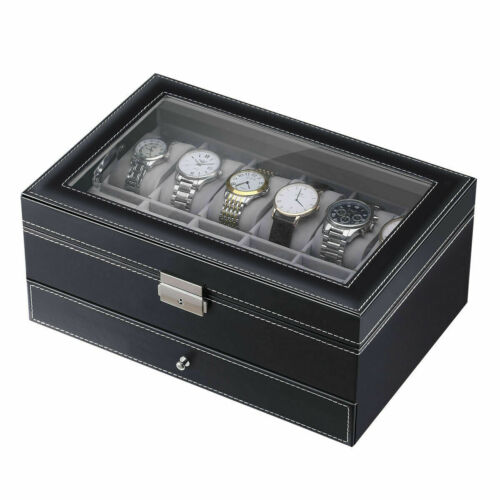 Uhrenbox Für 12 Uhren Uhrenkoffer Uhrentruhe Uhrenschatulle Leder Uhrenkasten - Bild 12 von 12
