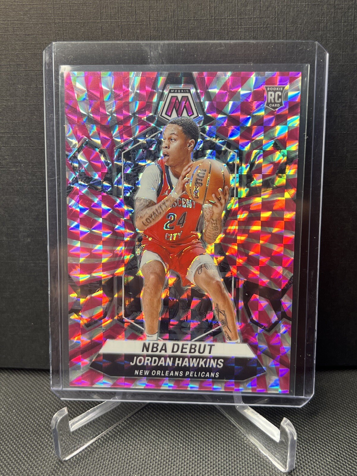 Jordan Hawkins 2023-24 Panini Mosaic #5/18 Pink Swirl NBA Debut RC FOTL