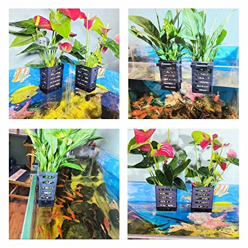 2 PCS Hanging Aquarium Planter Cups, Aquatic Plants Holder, Black-2 PCS - Picture 4 of 6
