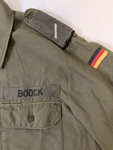 Feuchter Ringelai OG German Bundeswehr Issue Long Sleeve Shirt 1987 With Lapel - Picture 2 of 8
