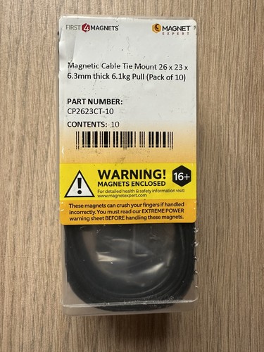First Magnete 🧲 Magnetische Kabelbinderhalterung - 26 x 23 x 6,3 mm - 6,1 kg Zug