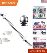Tangle Free Stainless Steel Flag Pole - Weather Resistant  Rustproof - 5ft