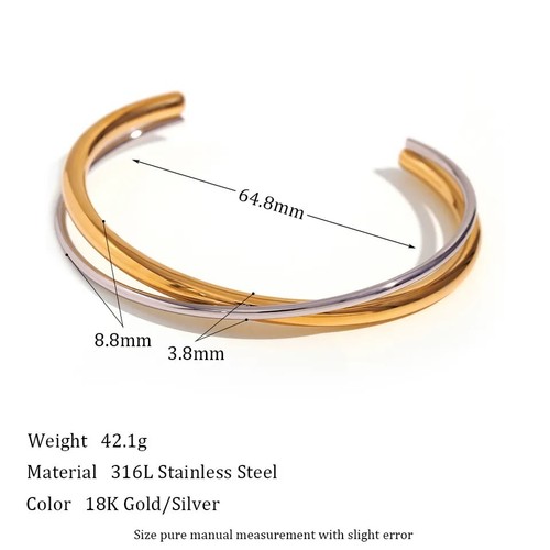 Minimalistischer Doppelschichtarmreif, offener Manschettenarmreif, Manschettenarmband, Armreifarmband. - Bild 12 von 12