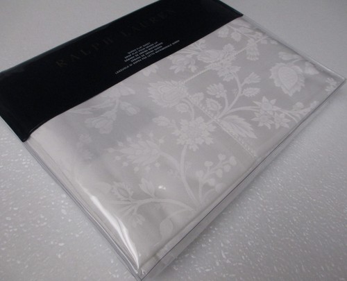 New Ralph Lauren ASHMONT Floral Jacquard Italy 590TC White Flat Sheet - Queen - Picture 5 of 10