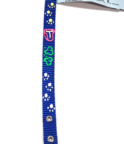 Blue Nylon Dog Collars Paw Prints Hearts 14" Hamilton - Picture 4 of 8