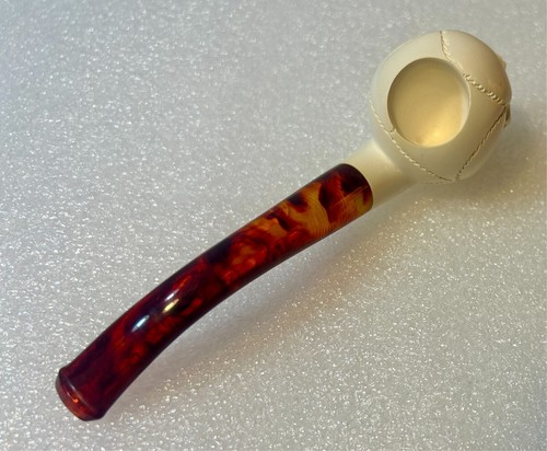 Pipa da fumo teschio Meerschaum con custodia - stelo intagliato a mano, color tartaruga - Foto 8 di 12