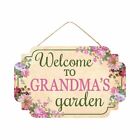 Grandma's Garden Sign, Welcome Flowers, Pink and Green, Wall Art, 12.5"L x 8"H,