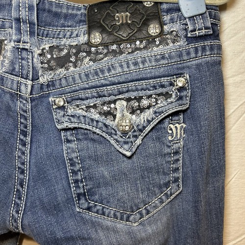 Miss Me Boot Cut Jeans JP5002-34l Women’s Size 31/33 Embellished Double Button - Picture 1 of 11