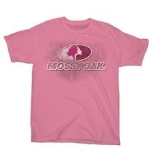 Mossy Oak Ladies Pink Camo T-Shirt, Shodow Logo Raspberry