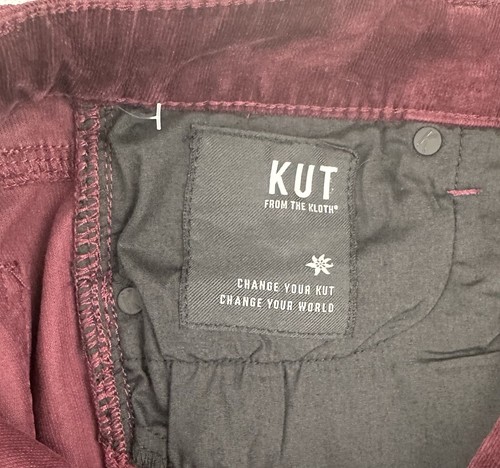 Kut From The Kloth Hose Damen Gr. 4 Petite Diana Cord Relaxed Fit Skinny Weinrot - Bild 7 von 9