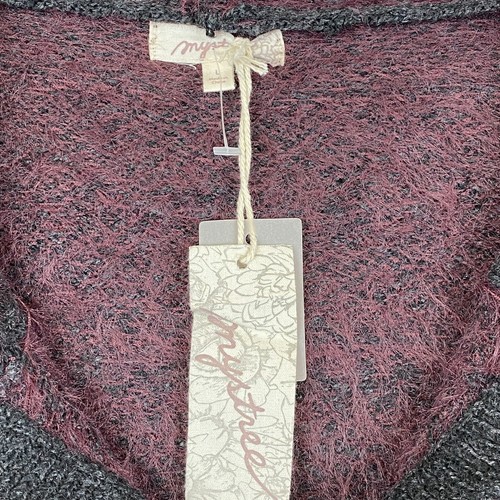 Mystree Kapuzenpullover Motiv Groß V-Ausschnitt Langarm Seitenschlitze Lila Grau Neu - Bild 10 von 11