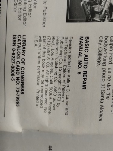 Petersen's Basic Auto Repair Manual 5th Edition 1973 Vintage Cars - Picture 5 of 10