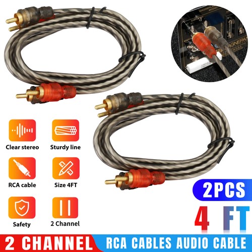 2 STCK. RCA-Kabel 2 Kanal verdreht 4 Fuß Auto Audio abgeschirmt Verbindung Amp Kabel - Bild 2 von 8