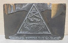 Vintage Printing Letterpress Printers Block Home Of the Desert Admirals 
