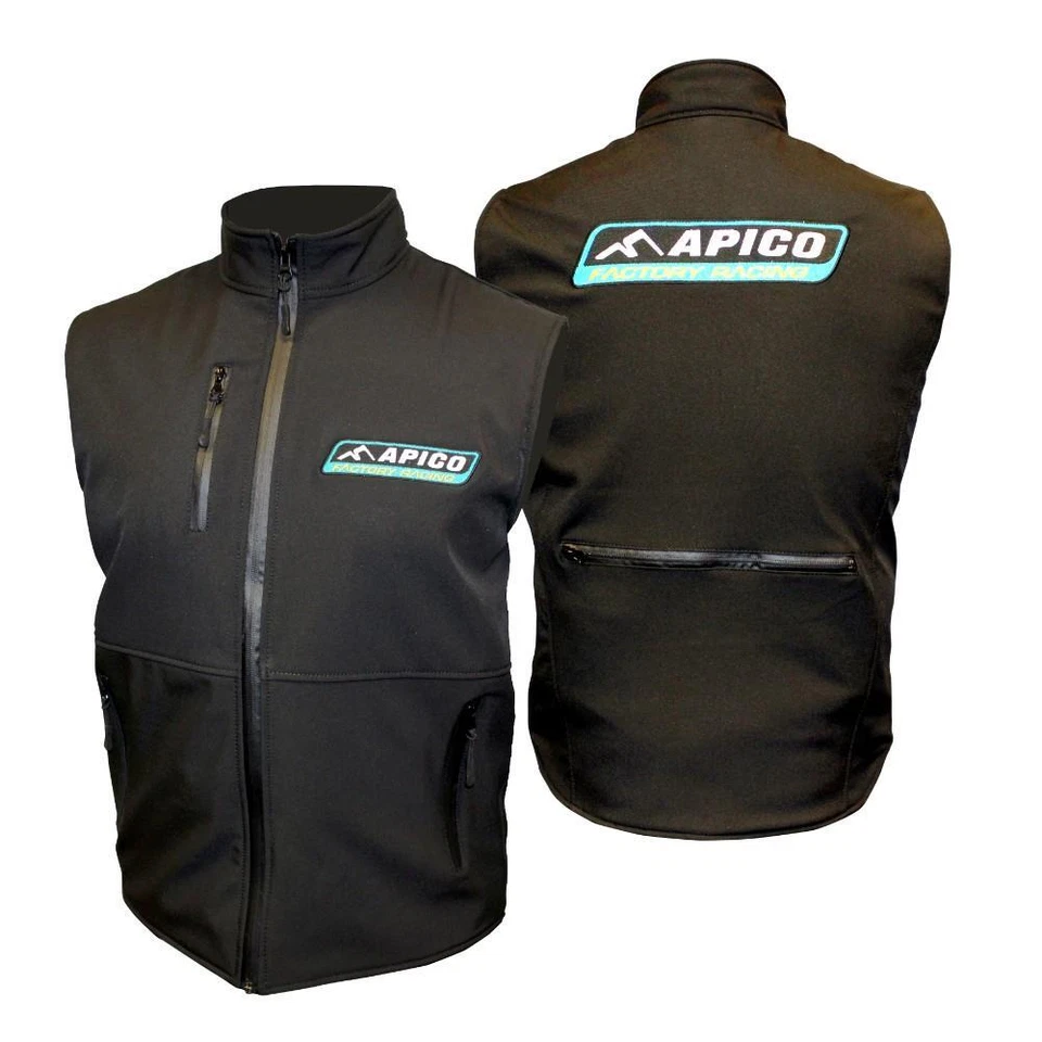 Apico Factory Racing Softshell Gilet Body Warmer Large Adult Black MX Enduro