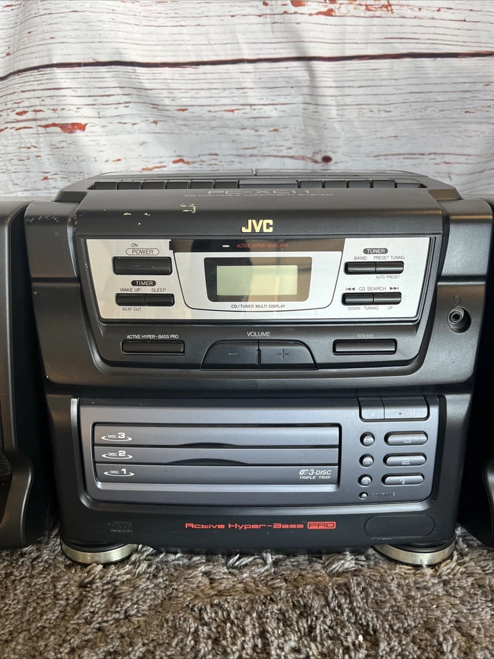 JVC PC-XC11 3 discos cambiador de CD radio AM-FM reproductor de casete Boombox Hyper Bass Foto 3 de 4