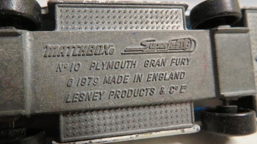 Matchbox Lesney Plymouth Gran Fury Superfast No. 10 Police Car 1979 Made In UK - Picture 14 of 14