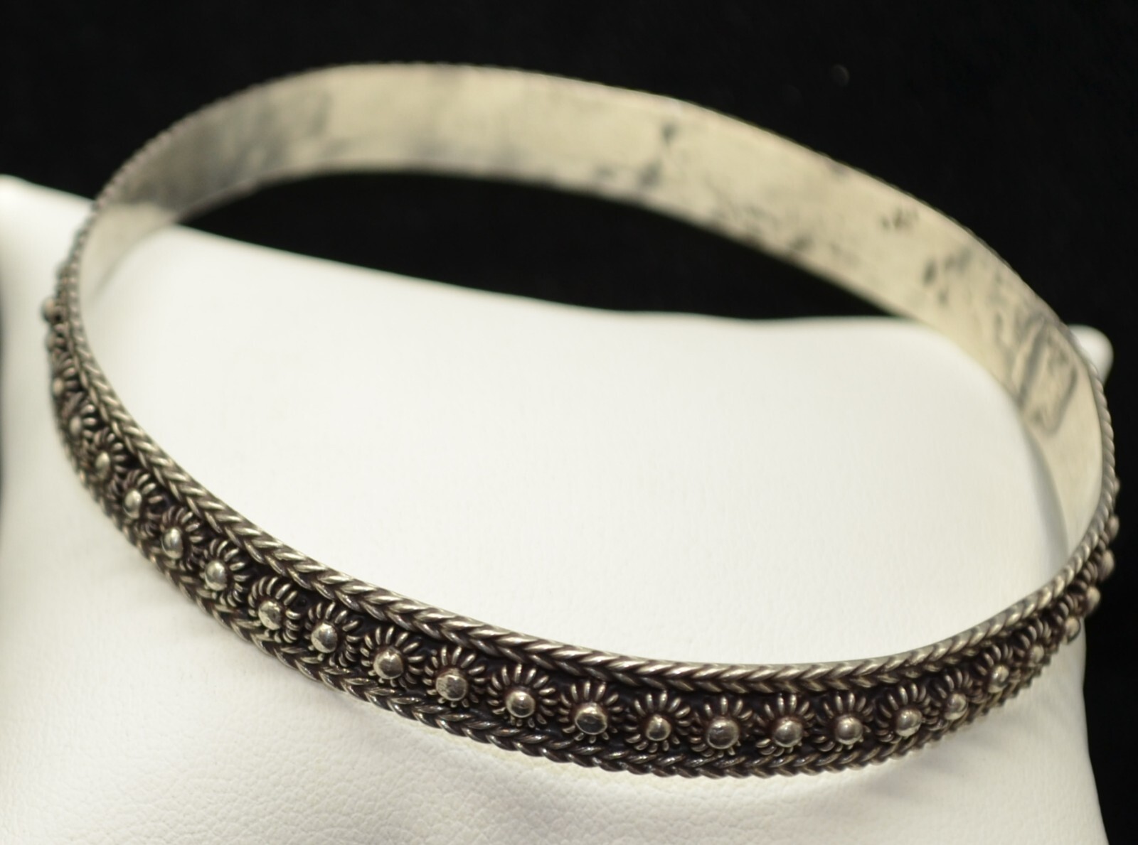 Sterling Silver Pretty Flower Patterned Cuff Brac… - image 2