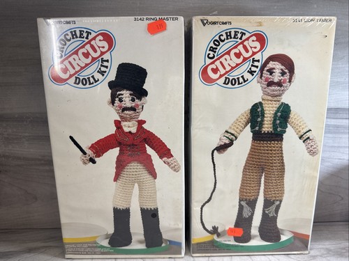 Vogart Crafts Circus Crochet Doll Kit TWO LOT #3142 Ring Master #3141 Lion Tamer - Picture 2 of 15
