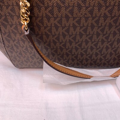 Michael Kors Jet Set Travel Logo Brown Large Shoulder Tote
