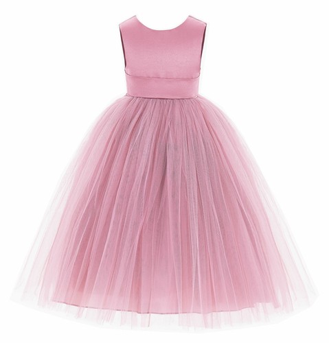 Satin Flower Girl Dress with Bow Party Dresses Bridesmaid Dress Graduation Dress - Picture 27 of 29
