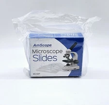NEW Box AmScope 50 Pre-Cleaned Blank Glass Microscope Slides #BS-50P  1"  x 3" 
