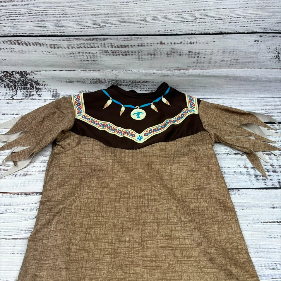 Tribu India 1 pieza Niño Pequeño Halloween Disfraz Camisa Marrón Tostado Azul Rojo Foto 3 de 4