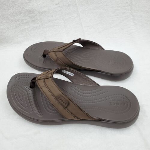 Crocs Shoes Men's Size 7 Brown Santa Cruz Thong Flip Flop 285613 Slip On Comfort