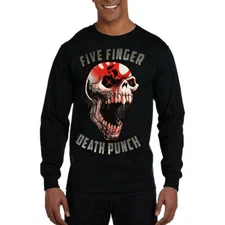 FIVE FINGER DEATH PUNCH SKULL Heavy Metal Rock Black long sleeve T Shirt