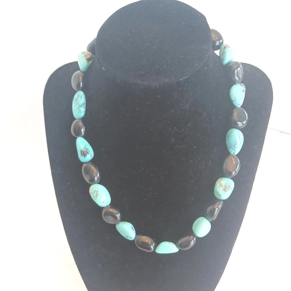 COLLAR/GARGANTILLA TURQUESA, ÓNIX Y PLATA Foto 4 de 4