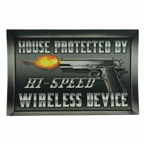 HOUSE PROTECTED BY HI-SPEED Warning Sign Rubber Mat Indoor Outdoor 17 x 26 Inch
