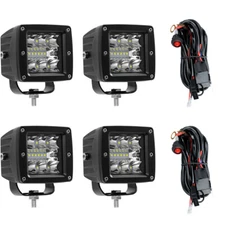 4X 3" 240W LED Work Light Cube Pods Driving Work Fog SPOT Light /FLOOD+Wire