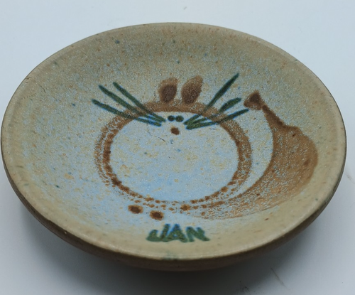Skurrile Katze Kätzchen signiert Studio Kunstkeramik Steinzeug kleines Schmuckstück Ring Schale - Bild 4 von 6