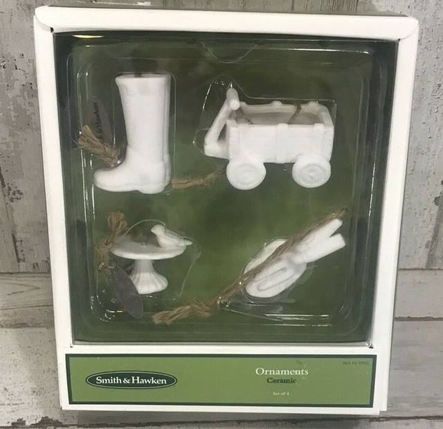 Smith & Hawken Ornament Garden Tools Set of 4 White Bird ...