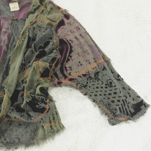 URU Skirt Set Womens One Size Green Multi Velvet Burnout Fairy Artsy Lagenlook - Picture 11 of 24