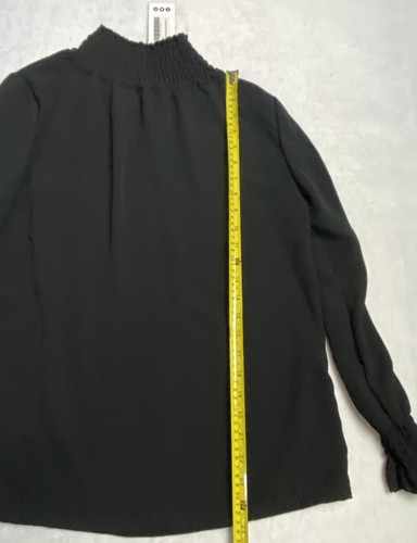 Boohoo Damenbluse schwarz Aimee geraffter Kragen Größe 10 neu mit Etikett - Bild 13 von 14