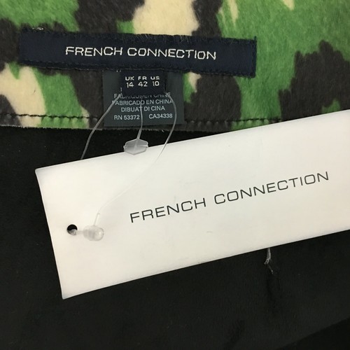 French Connection Skirt 10 Large Green Black Animal Dot Print Faux Calf Zip $148 - Picture 5 of 6