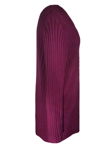 liz me 0x 14/16 Magenta langer Pullover Kabelstrick 100 % Baumwolle V-Ausschnitt kostenloser Versand - Bild 4 von 8