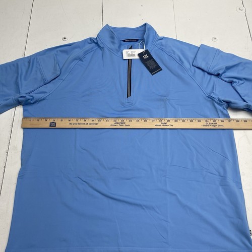 Cutter & Buck Blue Adapt Eco Knit Stretch 1/4 Zip Pullover Sweater Mens Size XXL - Picture 9 of 10