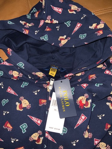 Polo Ralph Lauren Iconic Polo Bear Fleece FZ Hoodie Jacket XL 16 youth NWT$125 - Picture 3 of 5