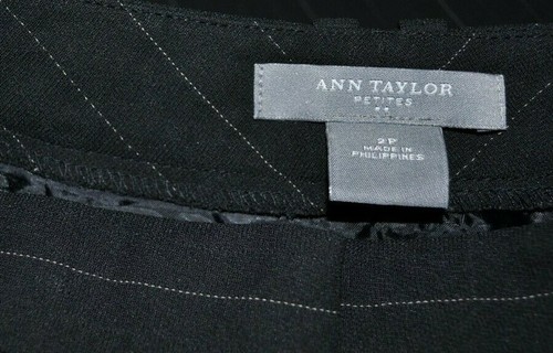 Pantalones de vestir Ann Taylor talla 2P negros a rayas totalmente forrados  - Imagen 3 de 3